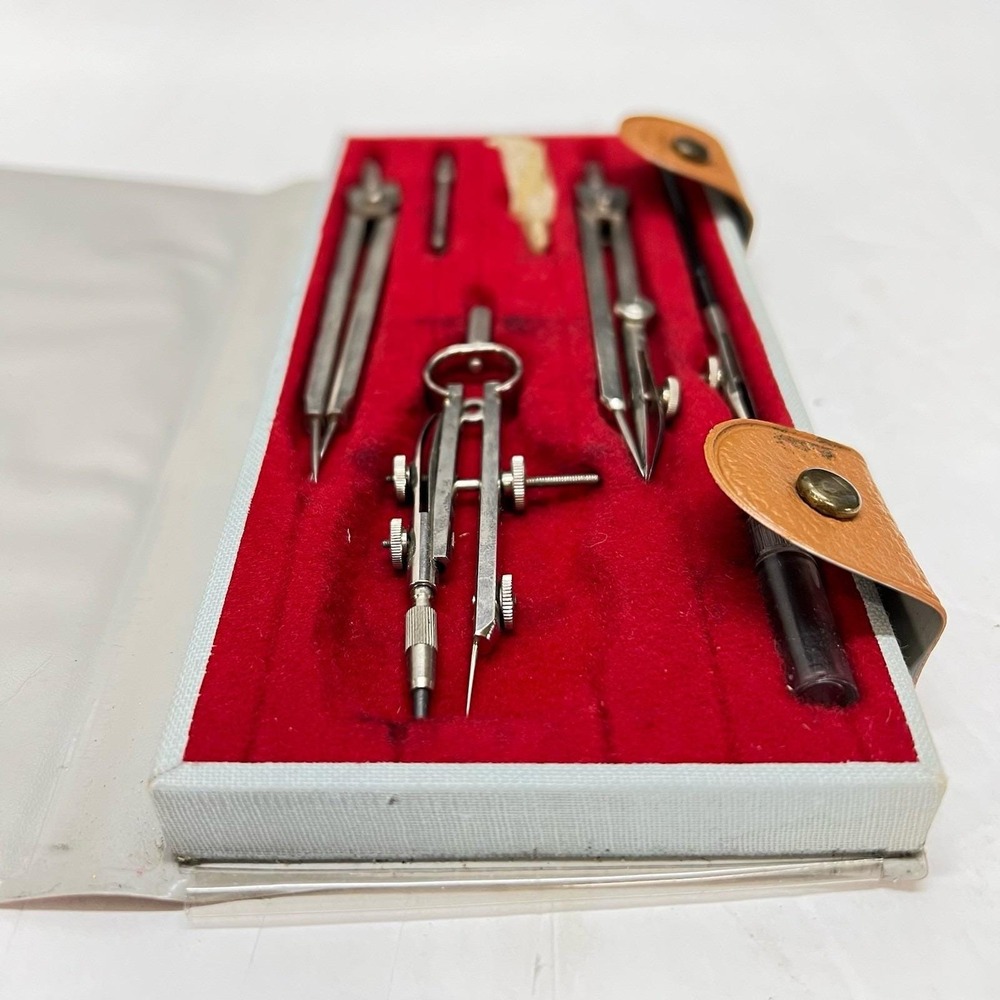 Vintage Morilla‎ 25 Drafting Tool Set Germany Compass Dividers Case Mid Century